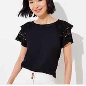 Loft cute black lace shouldered tee